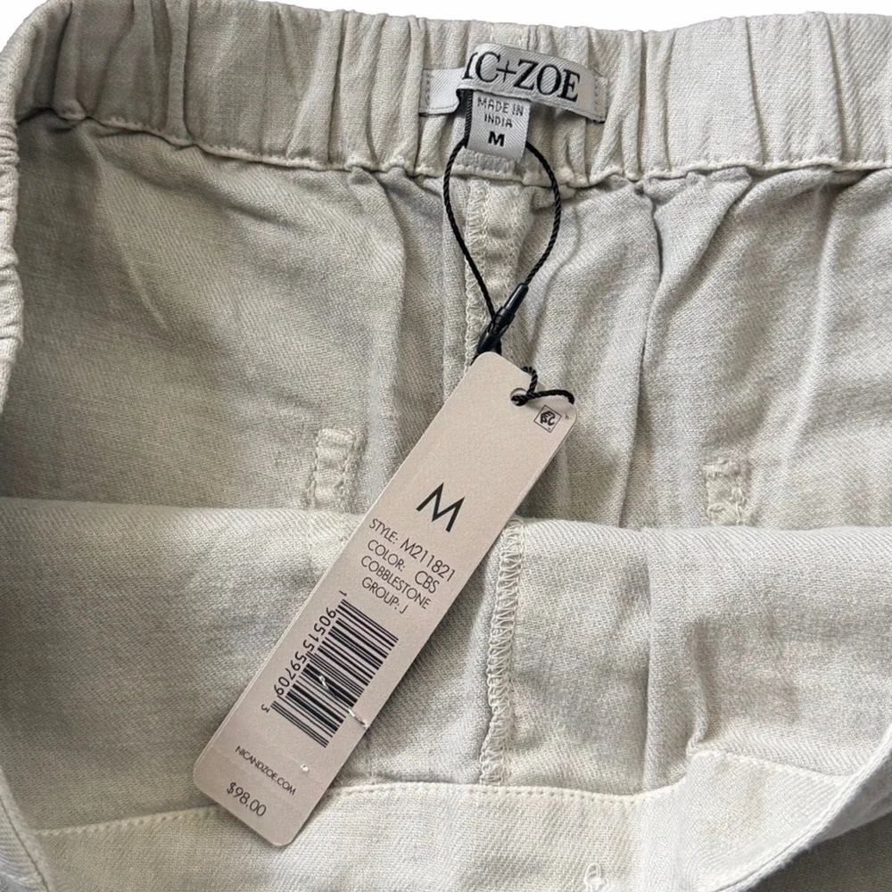 NIC + ZOE Linen Blend Shorts Neutral Beige Pull-On Pockets Casual | Size Medium - Picture 4 of 7